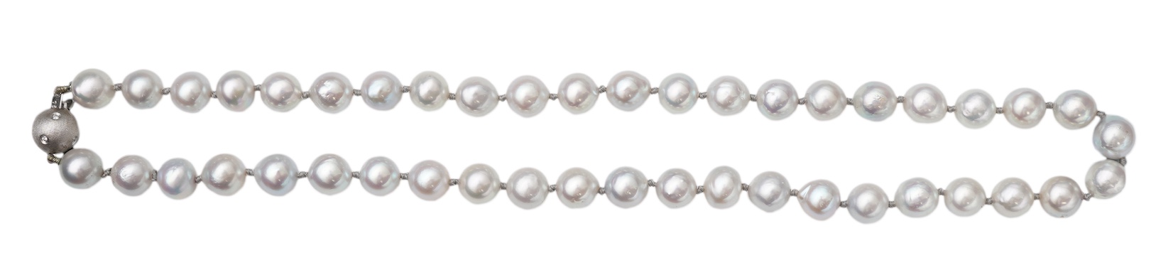 A cultured pearl and diamond necklace